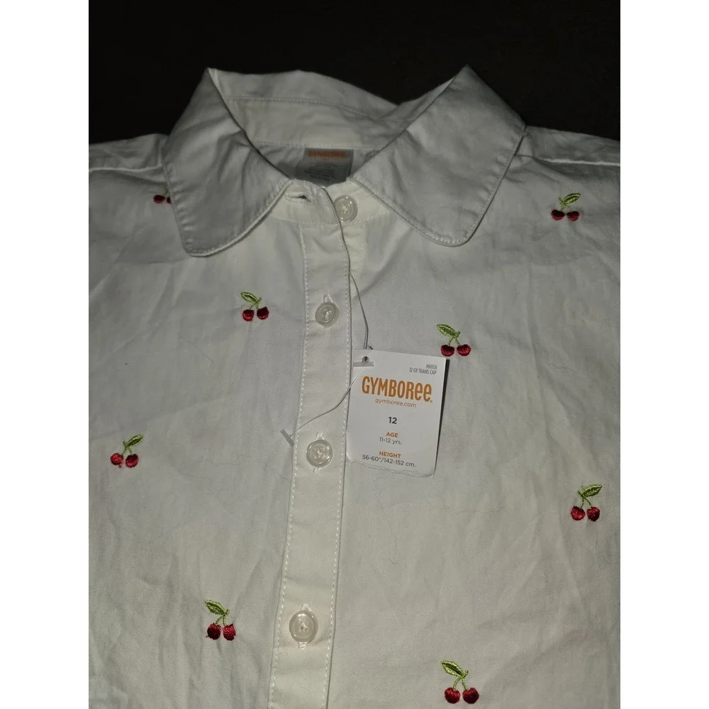Gymboree cherry‎ cute collared Peter pan top size 12 nwt